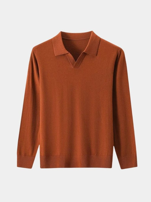 100% Wool V-Neck Folded Sweater - Cross & Crown