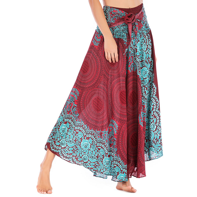 Strandkleid Damen Vintage Langer Rock Freizeit