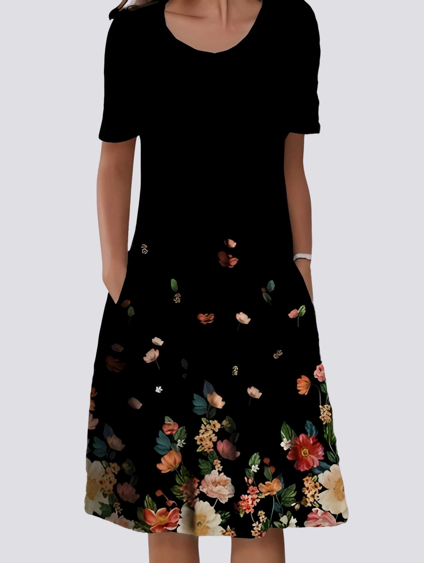 Kleid Damen Locker Floral Freizeit Sommer