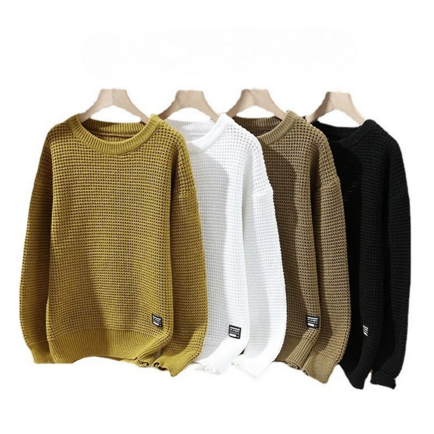Henning™ Waffelgestrickter Pullover Mit Langen Ärmeln