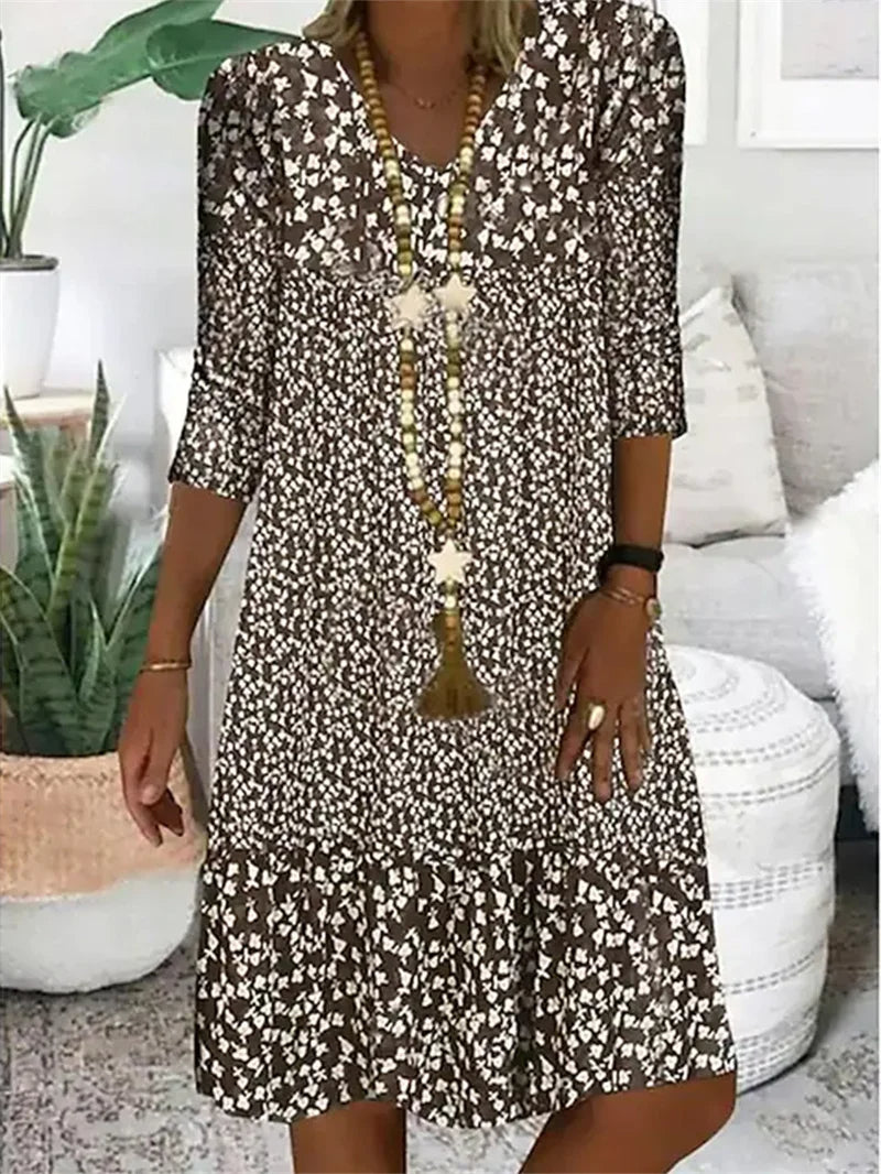 Kleid Damen Lässig Langarm Casual Regular Fit