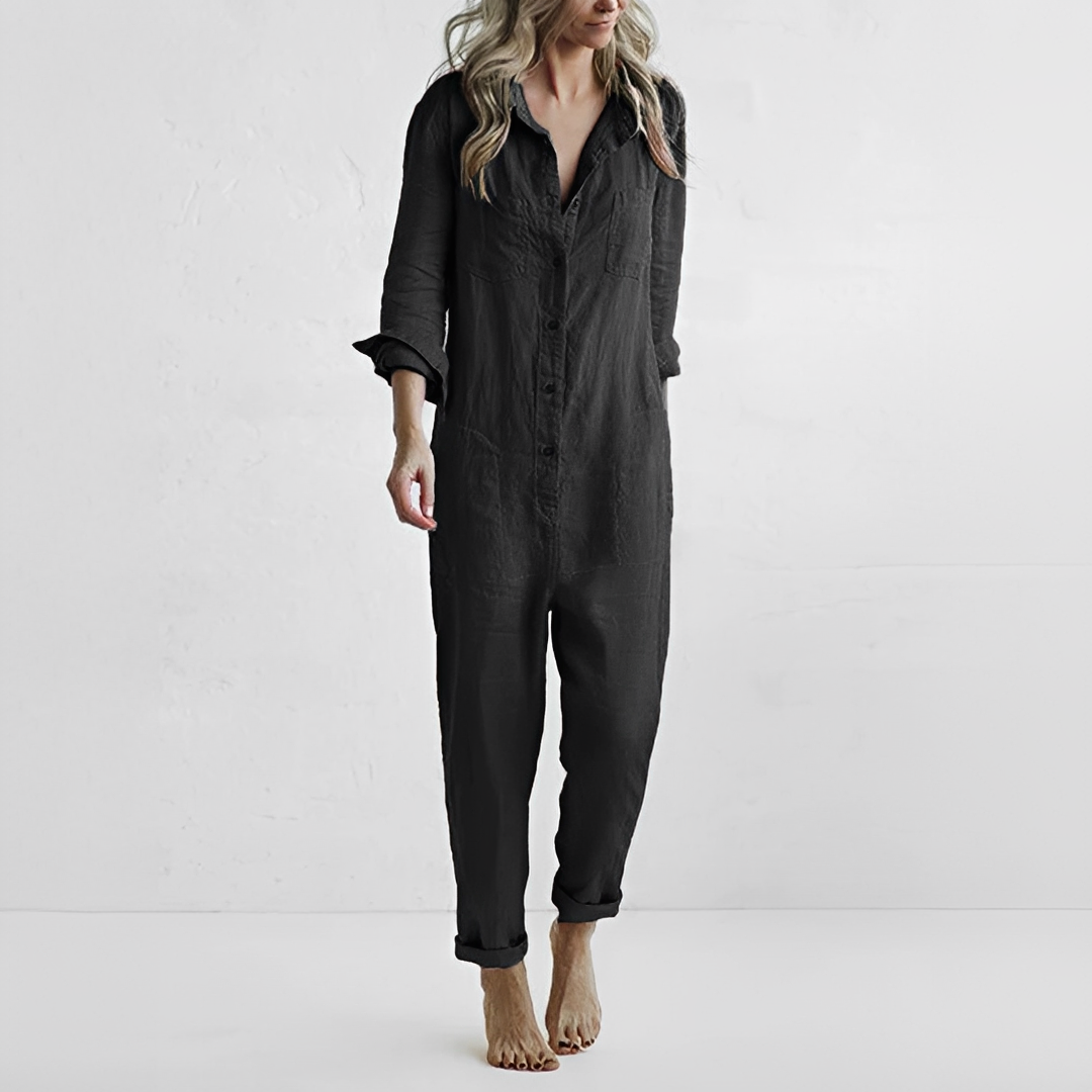 Damen Slim Fit Sommer-Overall mit langen Ärmeln Freizeit