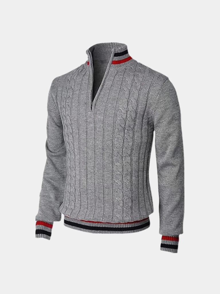 Essentieller Stehkragen-Halbzip-Pullover - Cross & Crown