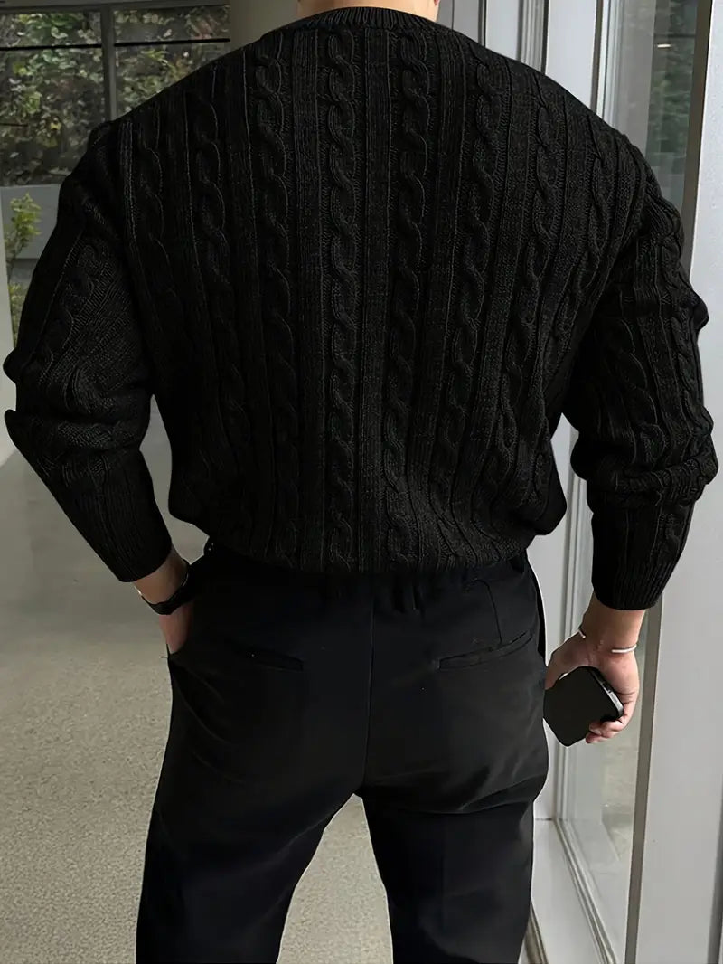 Mergim Lässiger Strickpullover Mit Langen Ärmeln