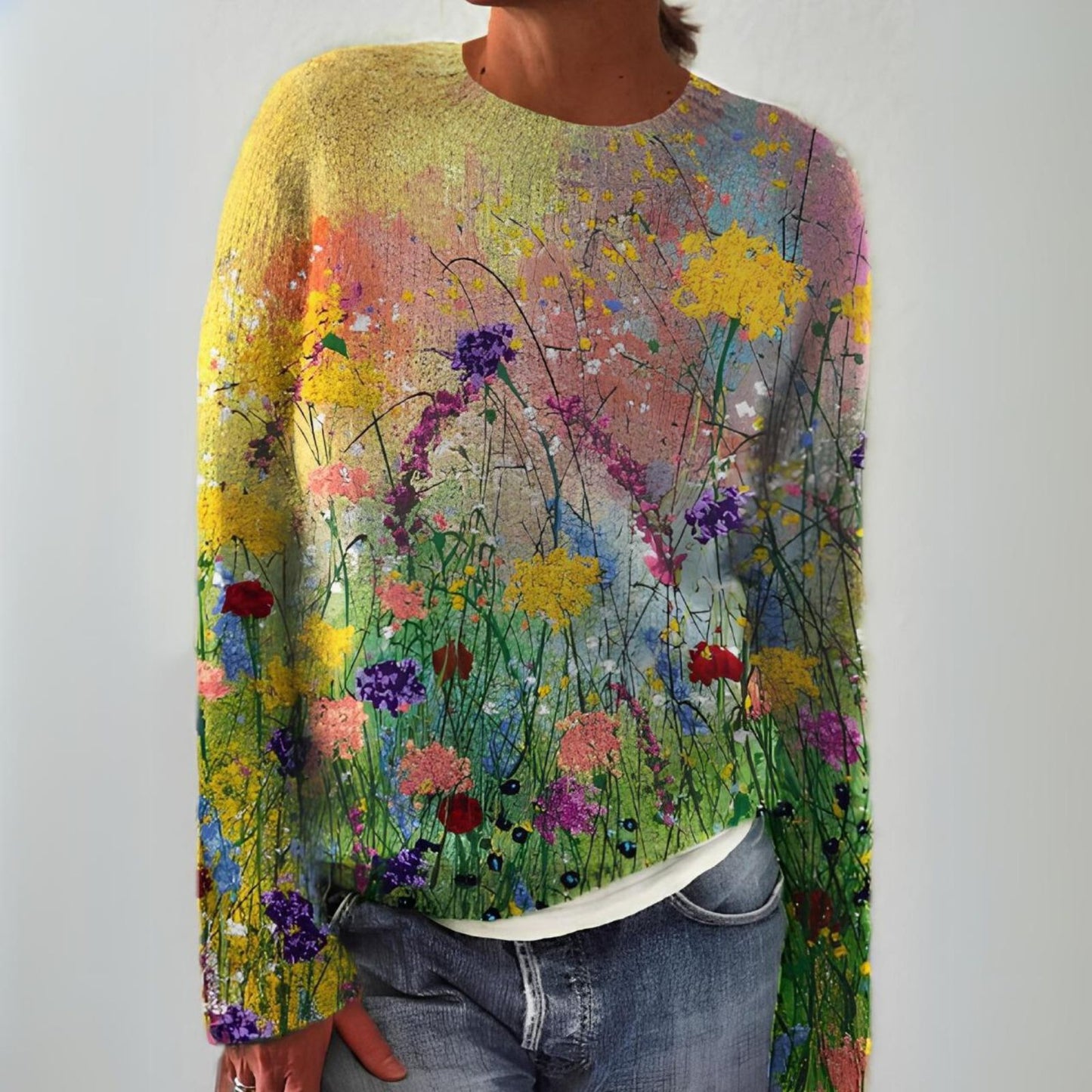 Marta | GemĂŒtlicher Pullover mit Blumenkunst