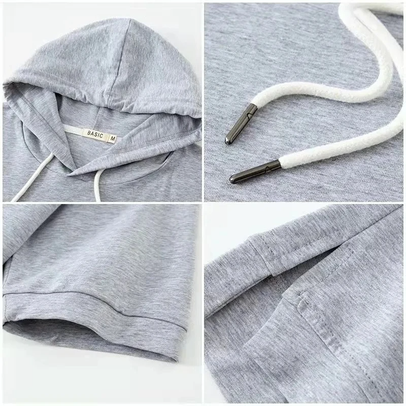 Damen Kurzarm Hoodie mit Minimalistischer Kapuze für Lässige Freizeit 4