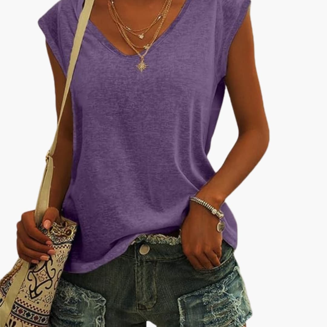 Damen Top mit V-Ausschnitt und Flügelärmeln für den Sommer 8