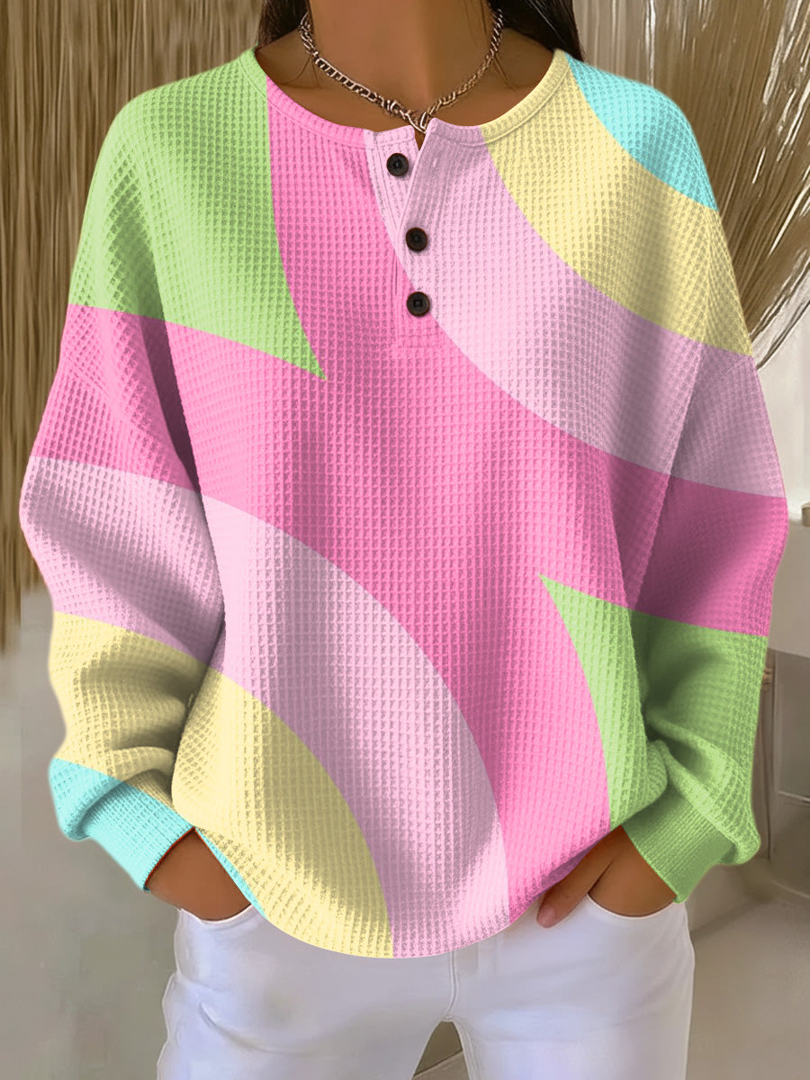 Damenpullover | Geometrisches Waffelstoff-Design mit Warmem Innenfutter | Bequeme Passform für Herbsttage 0