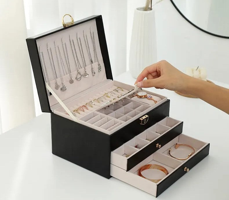 Elegante Schmuckschatulle | Mehrschichtiges Design aus Leder | Stilvolle Aufbewahrung für Ihren Schmuck 8