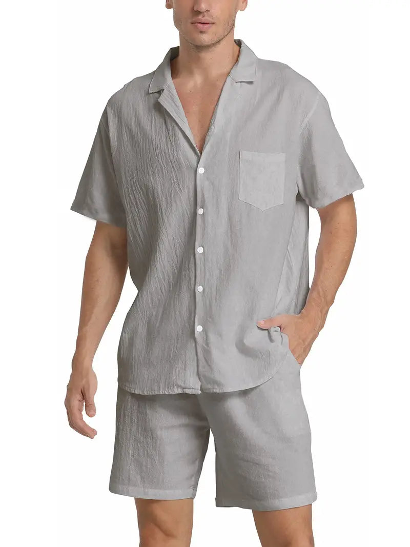 Elegantes Herren Set | Kurzarm-Hemd mit Klassischem Kragen & Shorts | Stilvolles Freizeitoutfit für Bequemen Tragekomfort 10