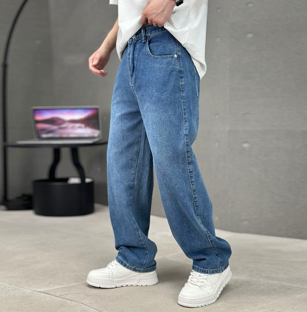 Herrenjeans mit geradem Bein und lockerer Passform | Bequeme, volle Länge für den Alltag 3