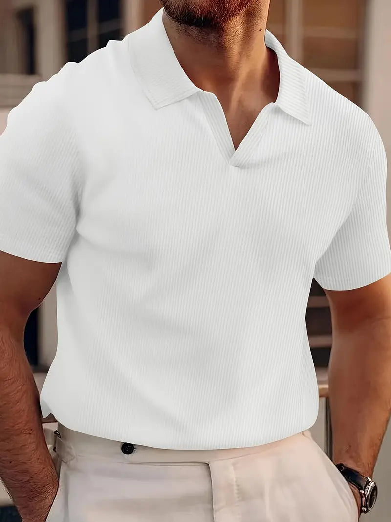 Otto | Poloshirt Herren Slim Fit Kurzarm Casual Vertikal gerippt