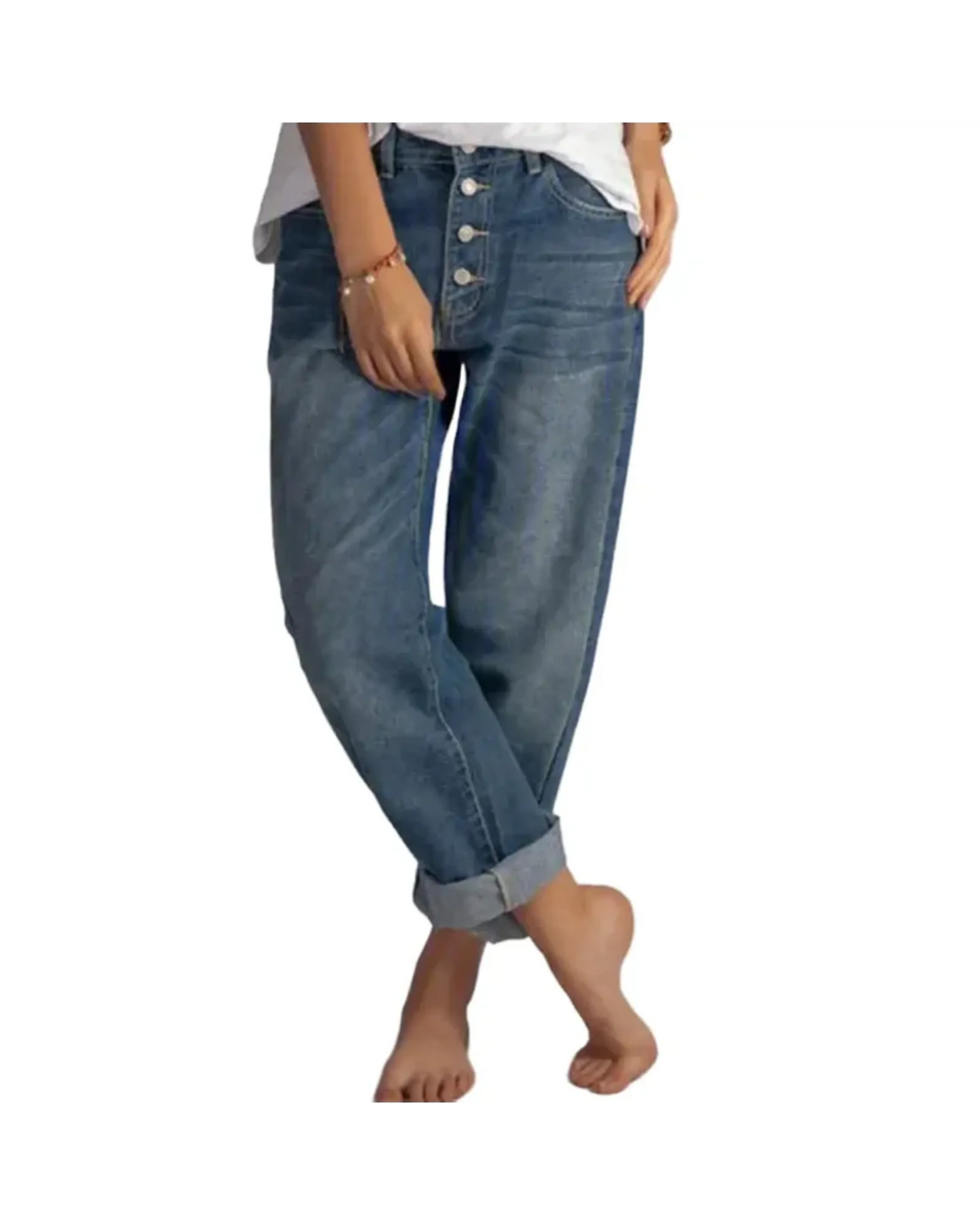 Modische Baggy Jeans Damen mit Elastischem Material | Bequeme Weite für Alltag und Freizeit 0