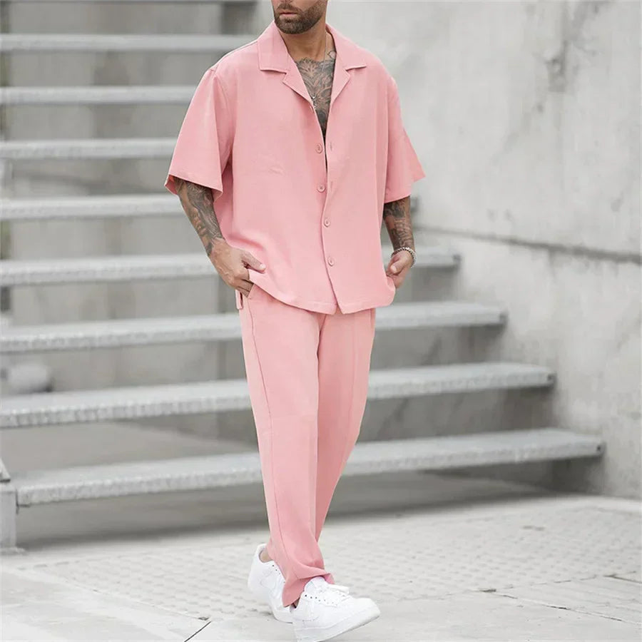 Modisches Herren-Sommer-Set | Kurzarm-Oberteil und Shorts aus Baumwolle | Bequem und Stylisch für Heiße Tage 9
