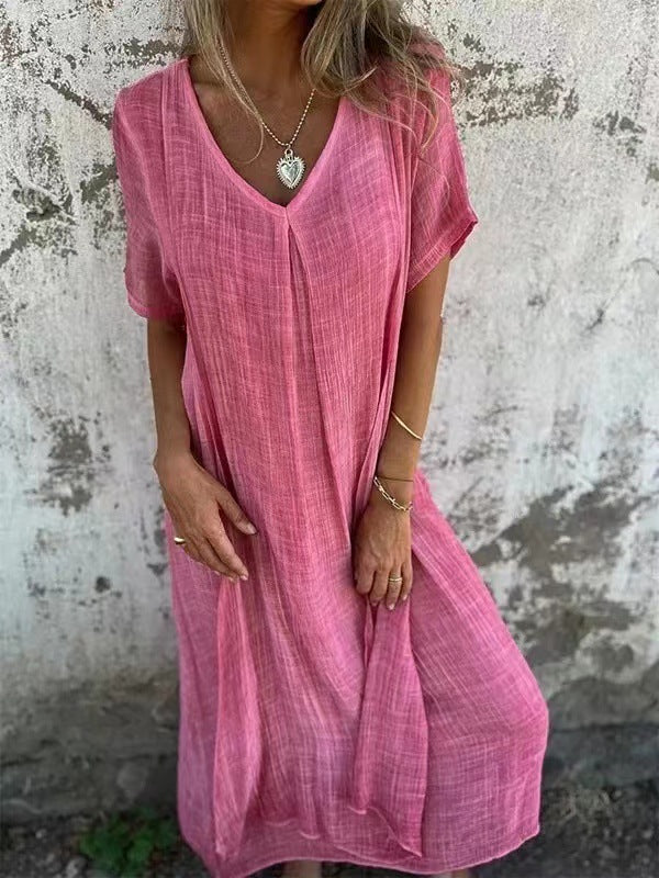 Luftiges V-Ausschnitt Kleid für Damen im lässigen, eleganten Stil