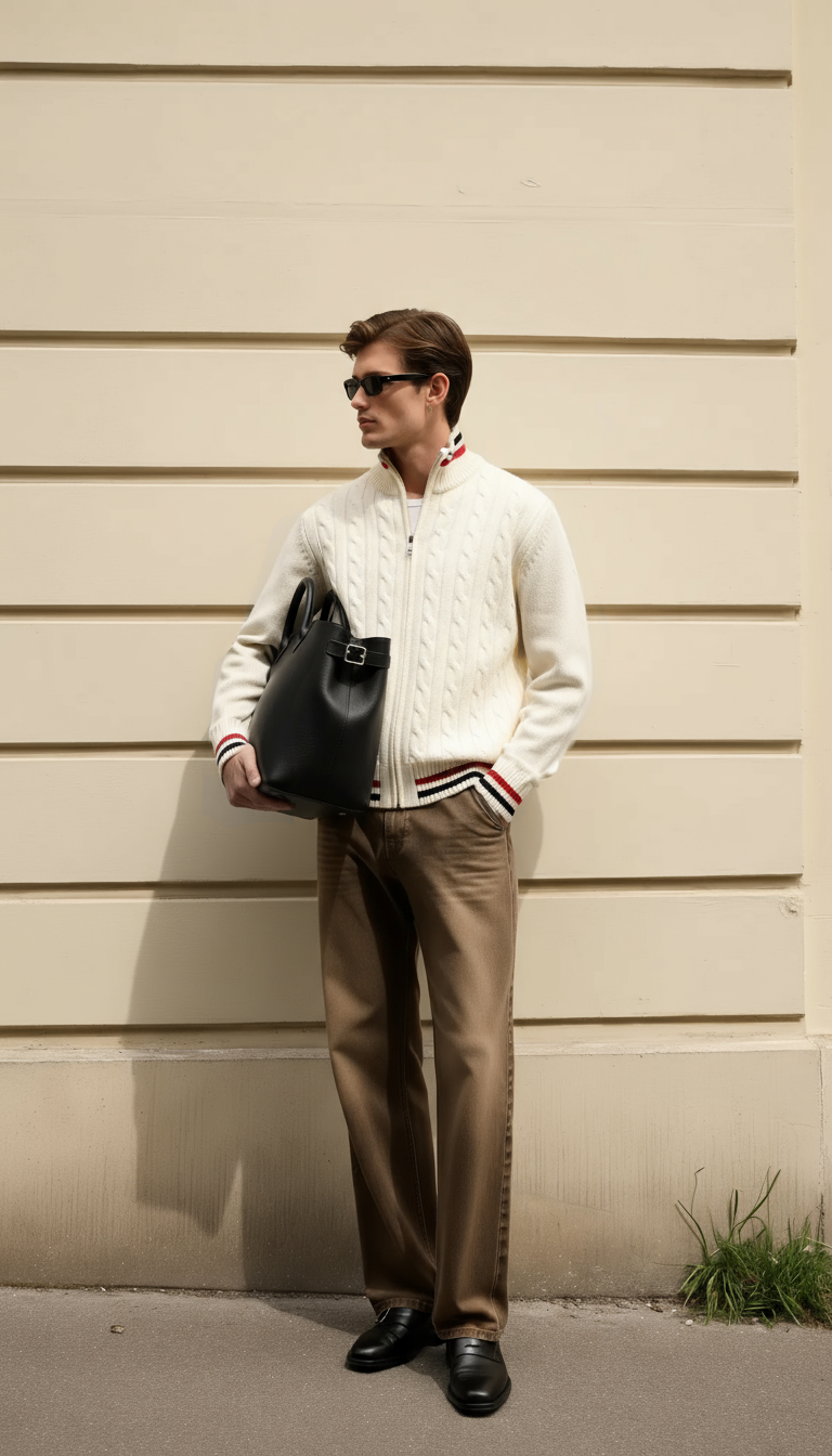 Essentieller Stehkragen-Halbzip-Pullover - Cross & Crown