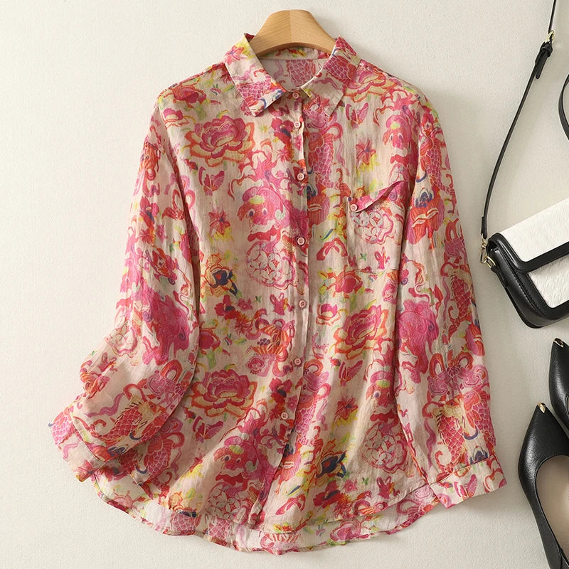 Top Damen Leicht Sommer Casual Relaxed Fit Floral