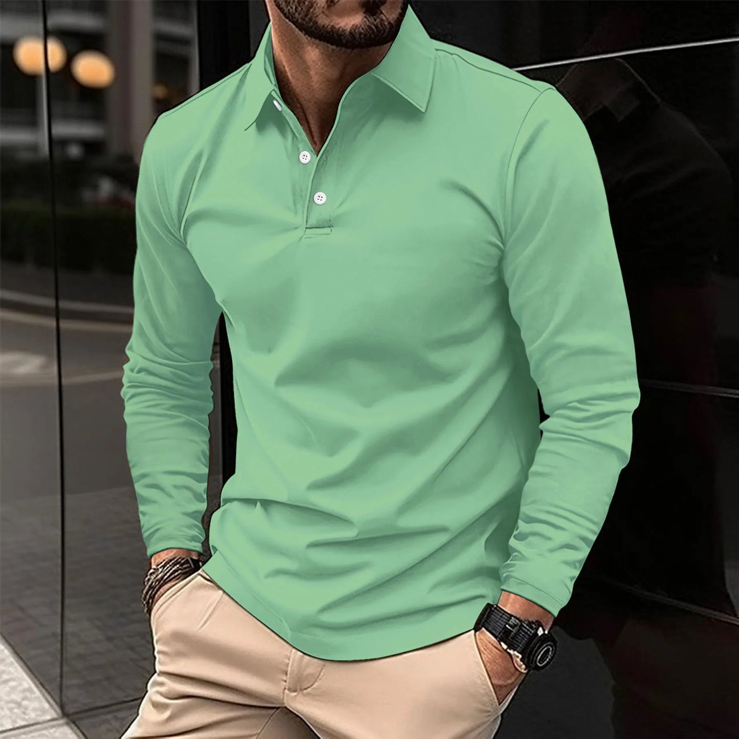 Classic long-sleeve polo shirt for any occasion