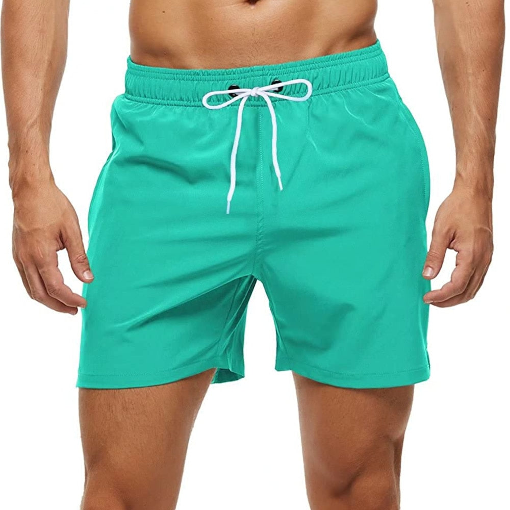 Herren Badehose Regular Fit Freizeit mit Reißverschlusstasche und Kordelzug