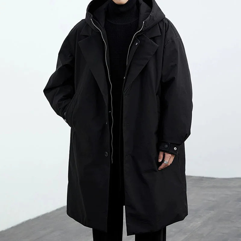 Langer Herren Wintermantel Relaxed Fit Winter Freizeit