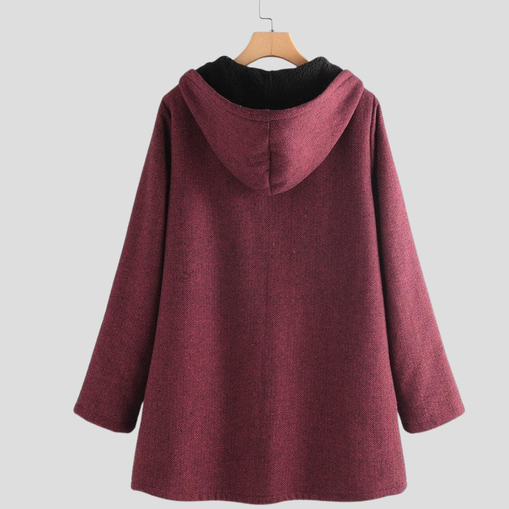 Kapuzenfleece Mantel Damen Relaxed Fit Winter Warm & Bequem