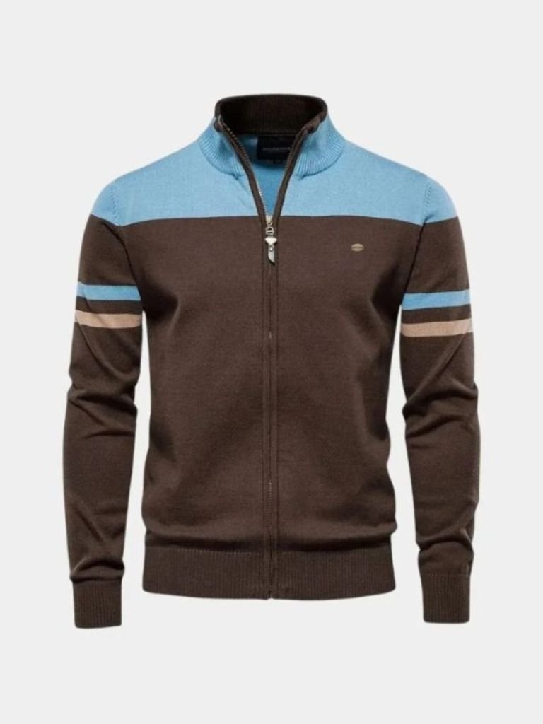 Cross & Crown Stehkragen Cardigan Pullover mit Reißverschluss