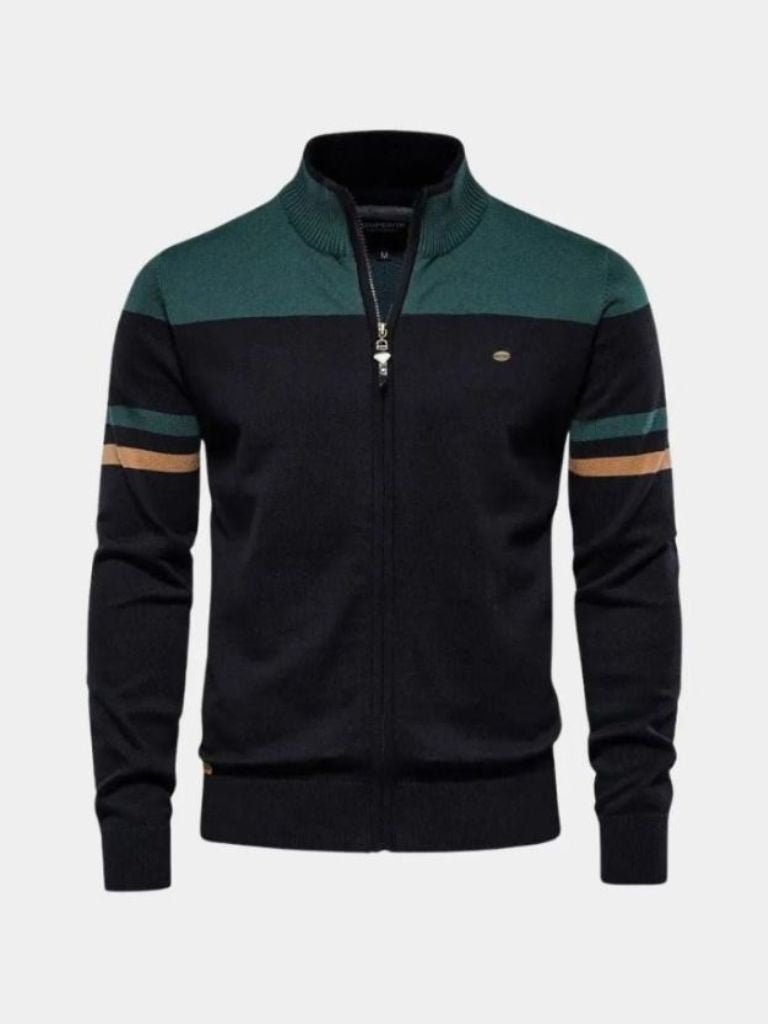 Cross & Crown Stehkragen Cardigan Pullover mit Reißverschluss