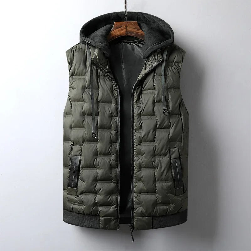 Herren Weste Regular Fit Freizeit Thermo mit Kapuze