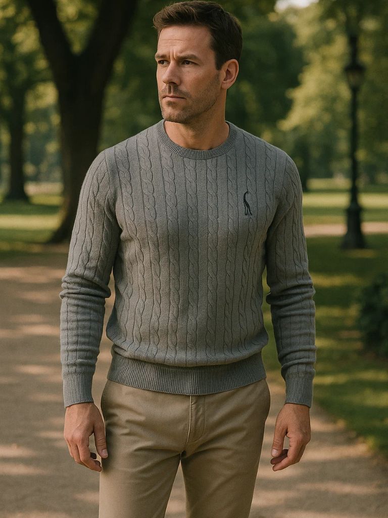 Cotton Crew Neck Sweater - Cross & Crown