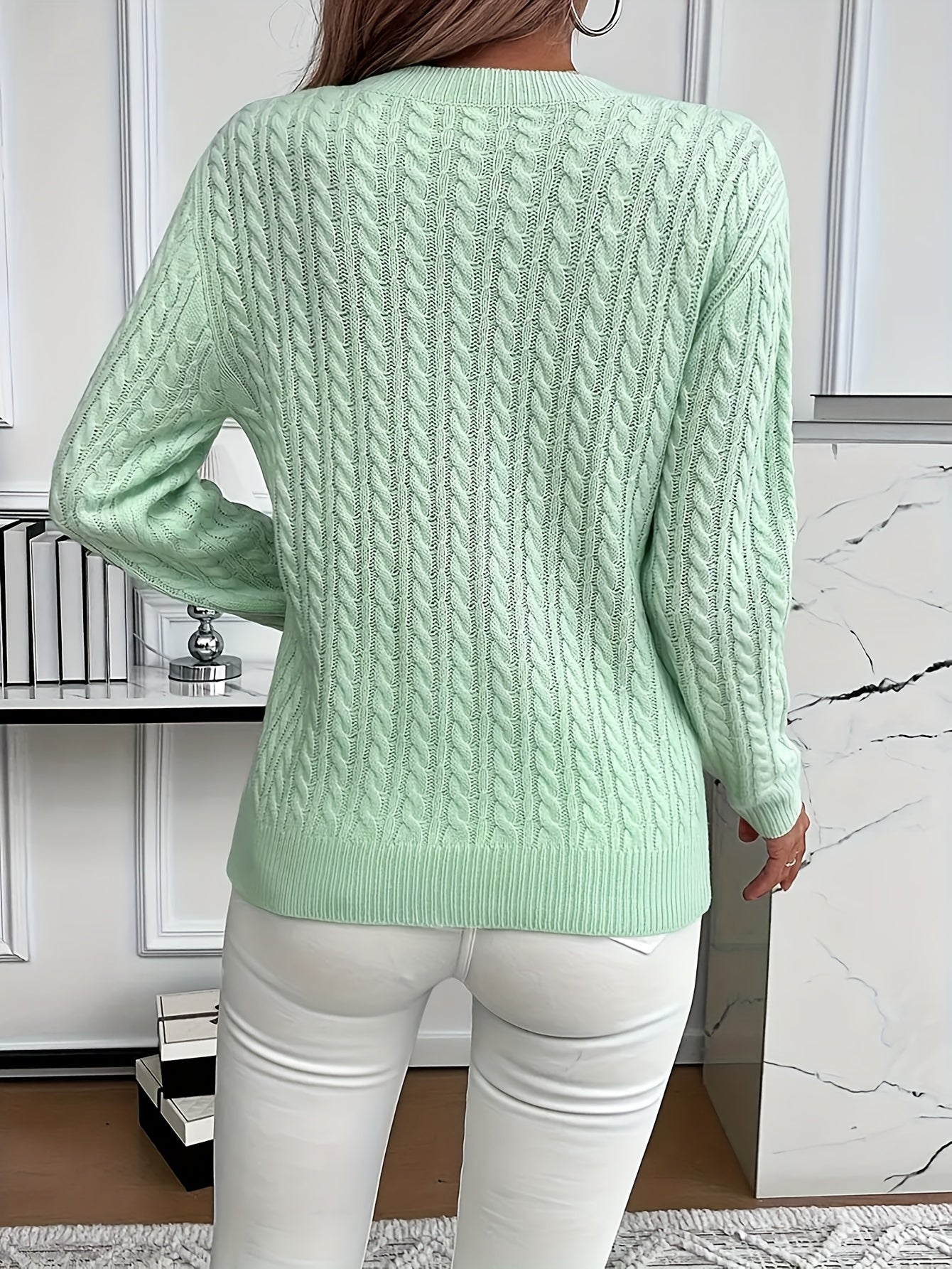 Strickpullover mit Zopfmuster für Damen