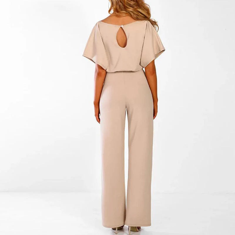 Jumpsuit Damen Relaxed Fit Freizeit Taillenband Weites Bein