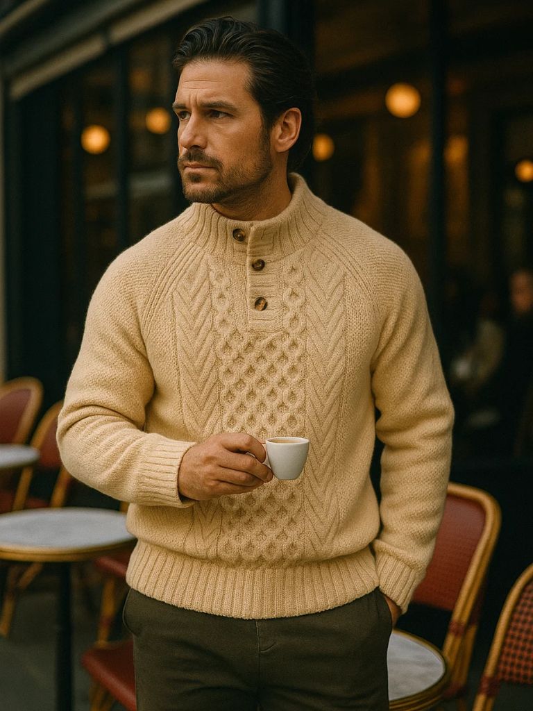 Giovanni Klassischer Pullover mit Strickdesign - Kreuz & Krone