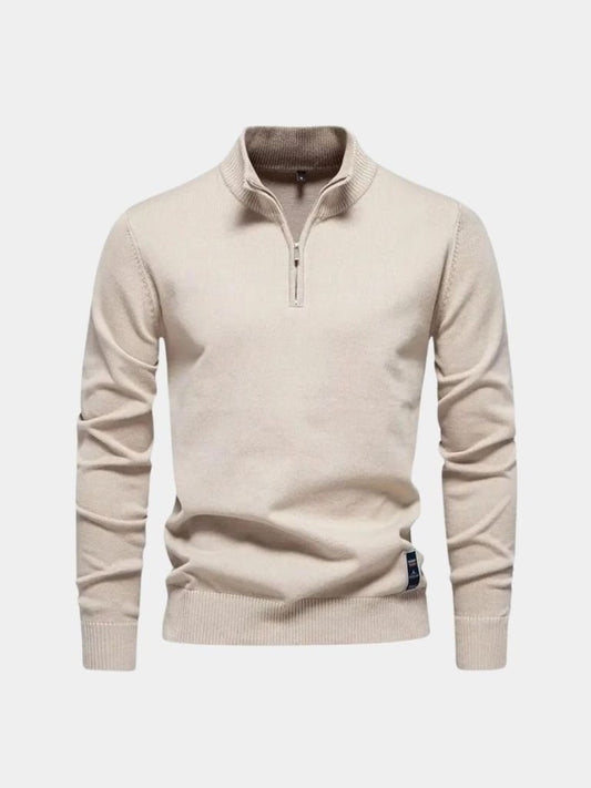 Einfarbiger Halbzip Cardigan Pullover - Cross & Crown