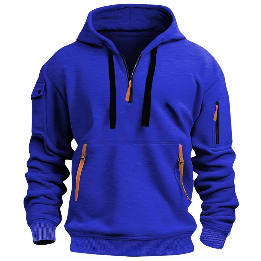 Kapuzenpullover Herren Regular Fit Freizeit mit Reißverschlusstaschen