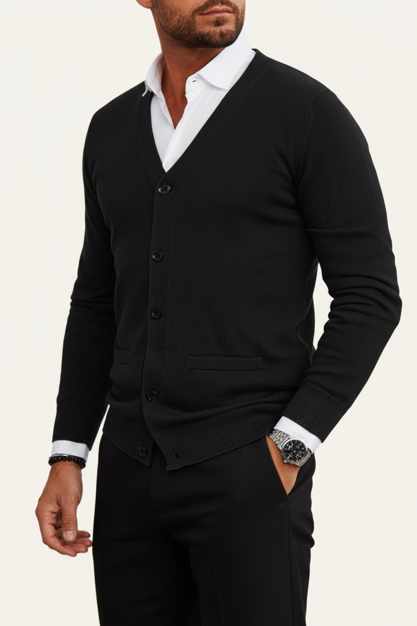 Strickjacke Herren Regular Fit Freizeit V-Ausschnitt Knopfleiste