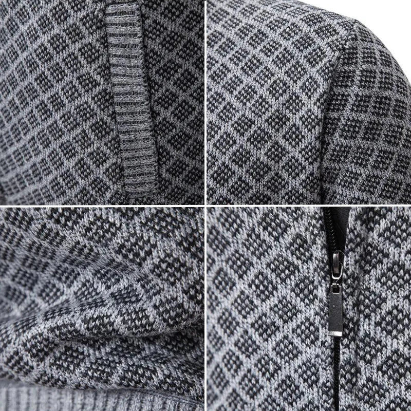 Strickjacke Herren Regular Fit Freizeit Stehkragen Reißverschluss