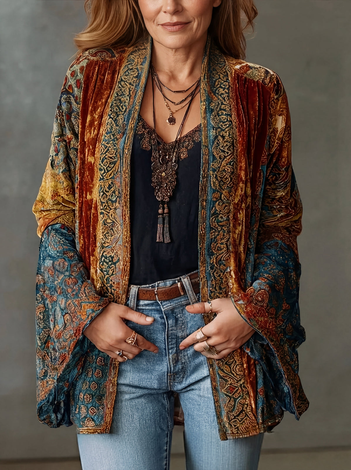 Kimono Jacke Damen Oversize Boho Freizeit