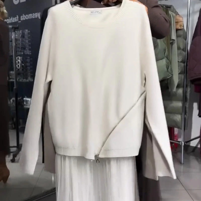 Damen Kleid mit Strickoberteil und fließendem Rock