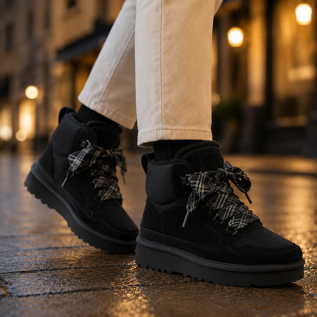 Stiefel Damen Warm Gefüttert Schnürbar Winter