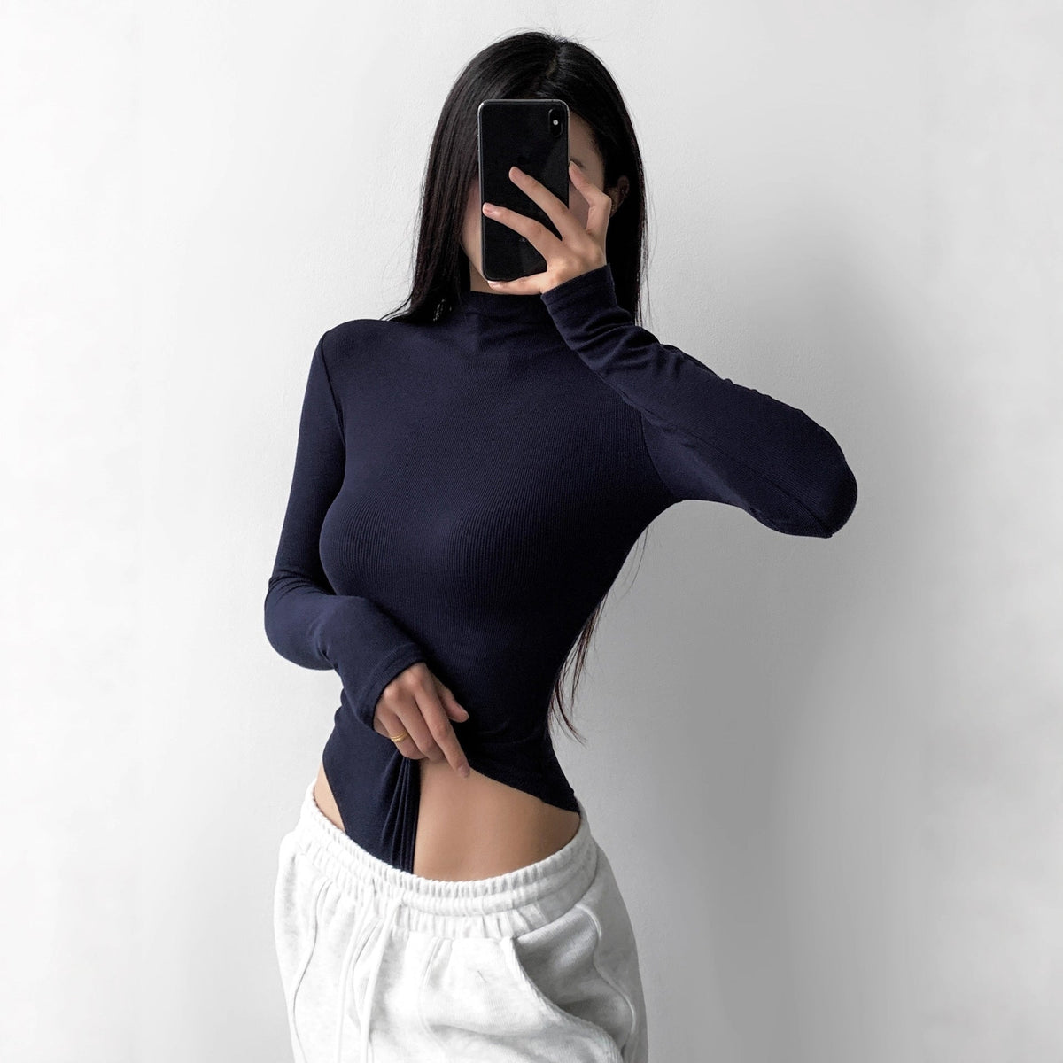 Bodysuit Damen Schmal Langarm Casual