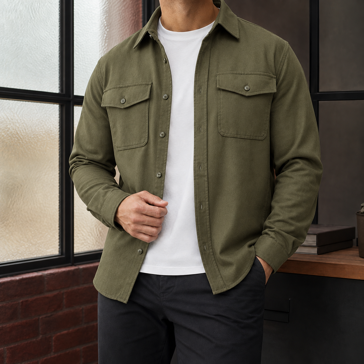 Hemd Herren Relaxed Fit Casual Langarm