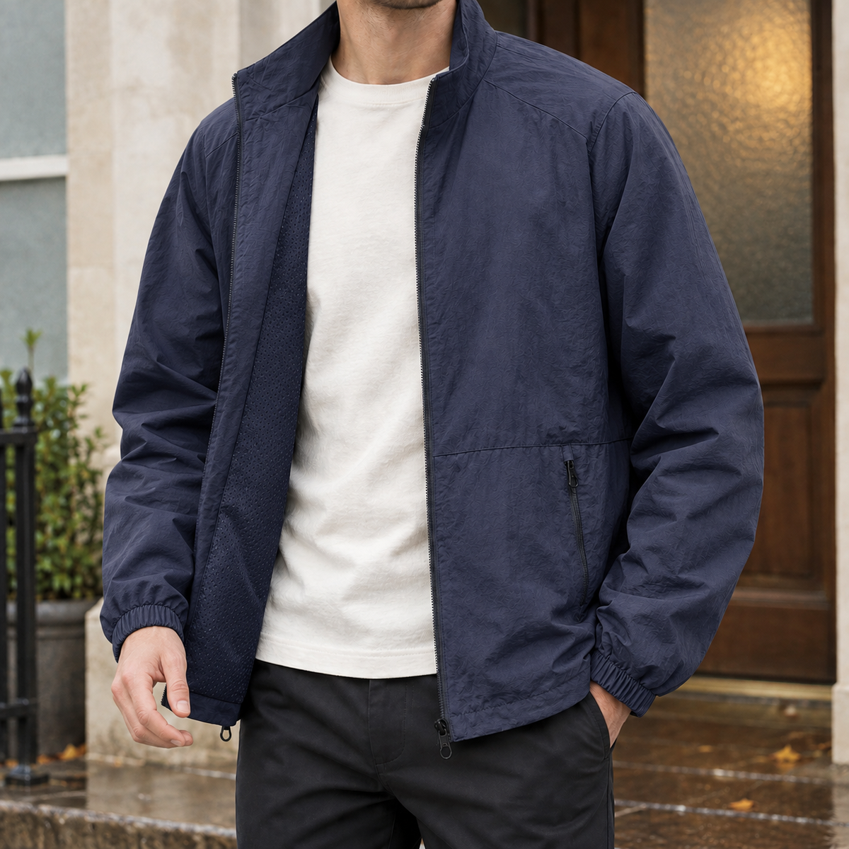 Stehkragenjacke Herren Leicht Casual Regular Fit