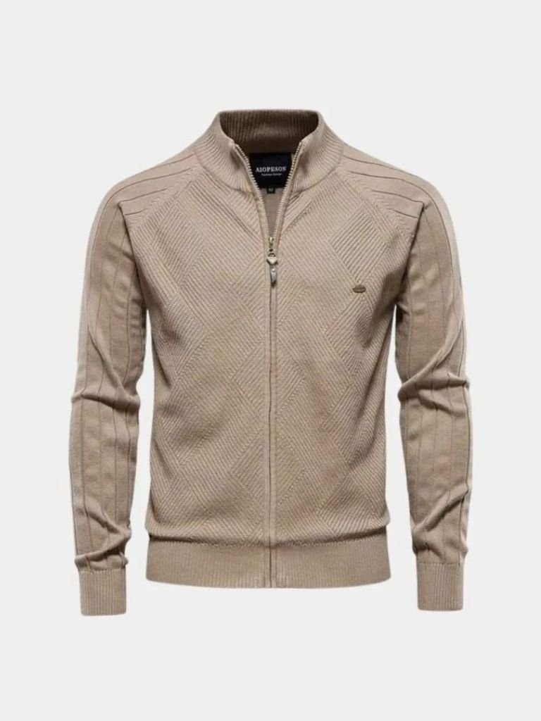 Cross & Crown Jacquard Cardigan Pullover with Zipper