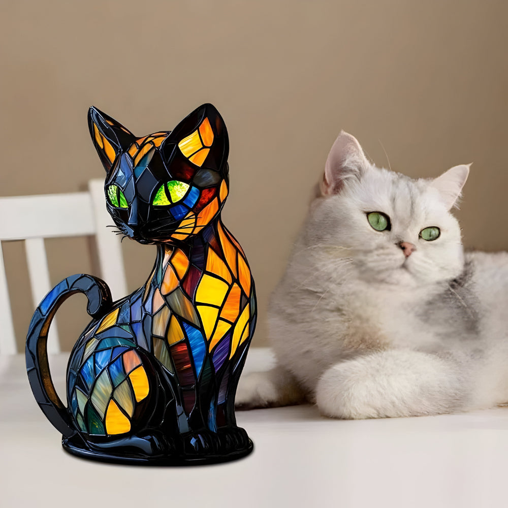 Katzenlampe Farbwechsel Tischleuchte aus Glas