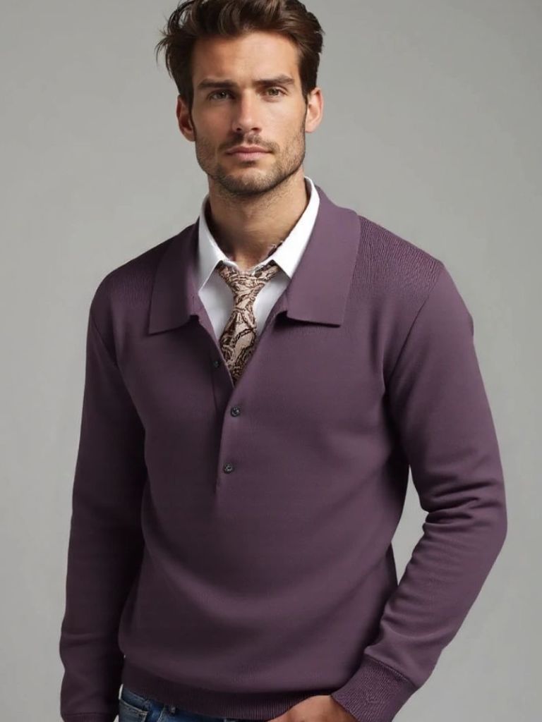 Vintage-Inspired Strick Polo Pullover - Cross & Crown