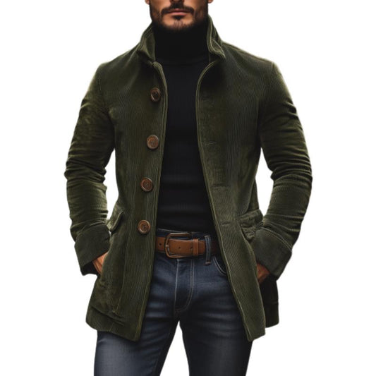 Lion - Herren Vintage Corduroy Slim Fit Kurzjacke mit Stehkragen
