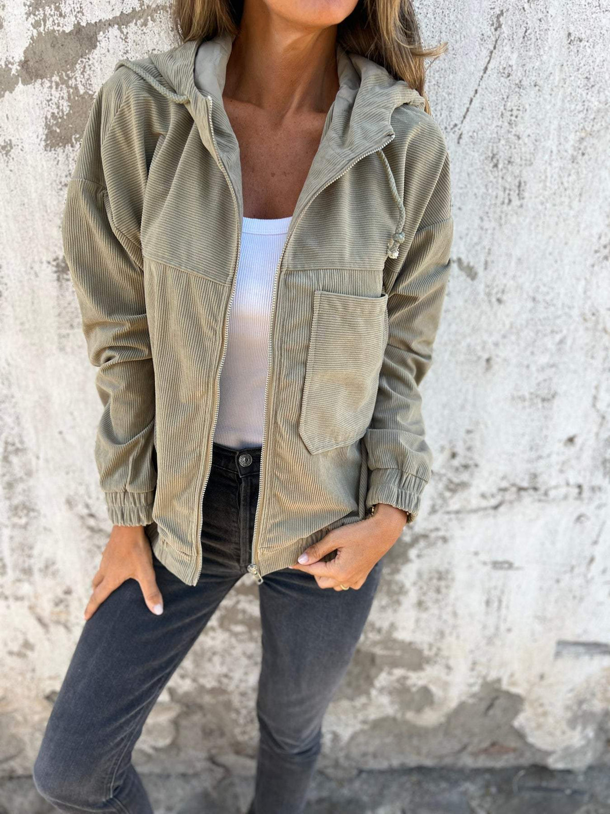 Freizeitjacke Damen Regular Fit Kapuze Frühling & Sommer