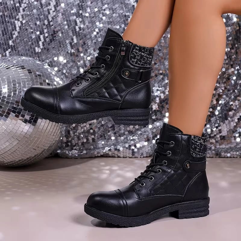 Stiefeletten Damen Vegan Bequemer Blockabsatz Alltag