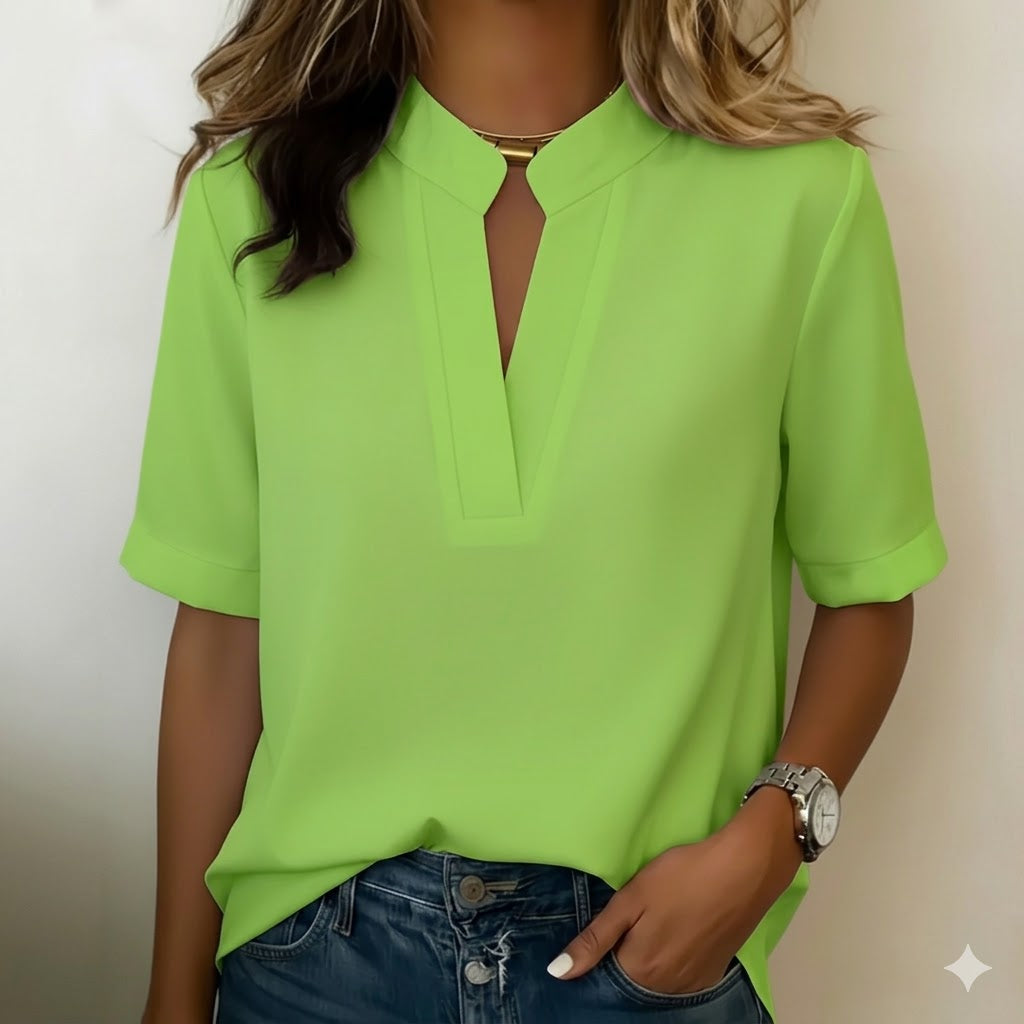 Bluse Damen Elegant Sommer Casual Raffinierter Kragen