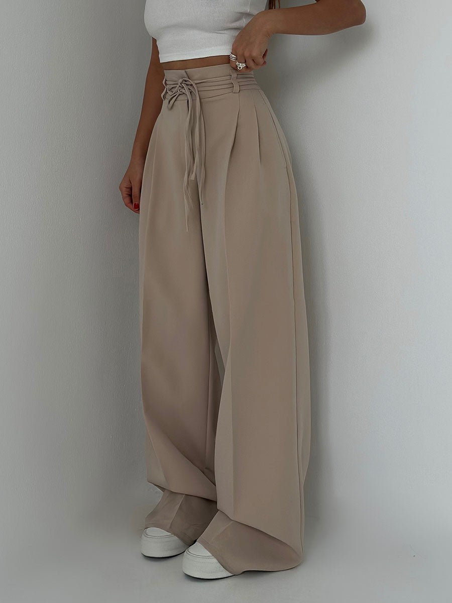 Stoffhose Damen I hochtailliert mit breitem Bein